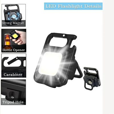 03 - Kare Mini Taşınabilir Usb Şarj Edilebilir 3 Fonksiyonlu Mıknatıslı Parlak Led Işık
