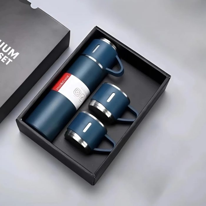 3424 - Bardaklı Çelik Termos Set - Görsel 2