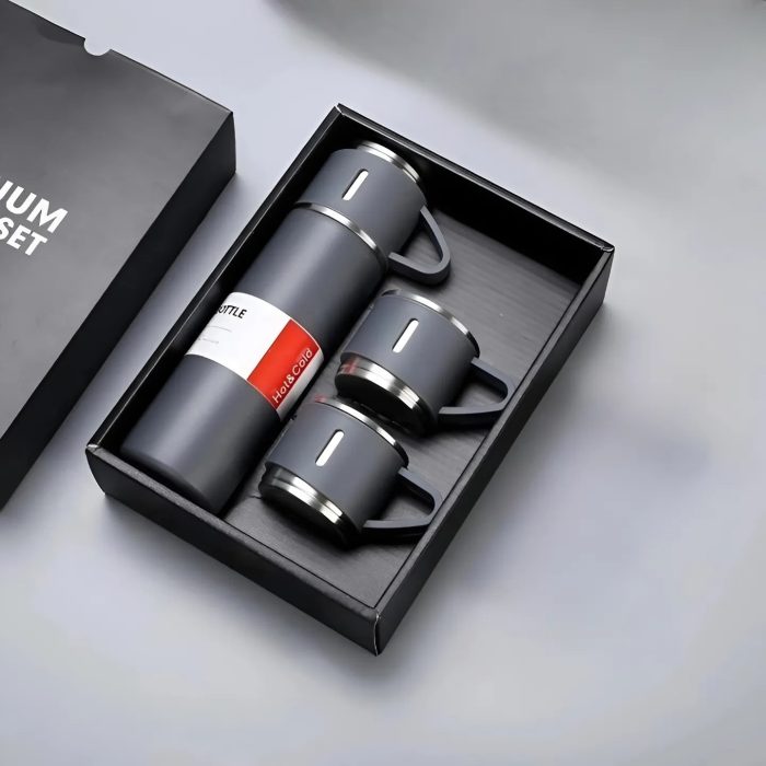 3424 - Bardaklı Çelik Termos Set - Görsel 3