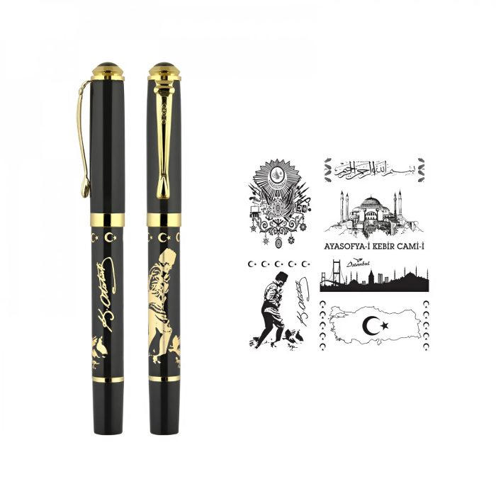 586 - Kabartma Figürlü Metal Roller Kalem