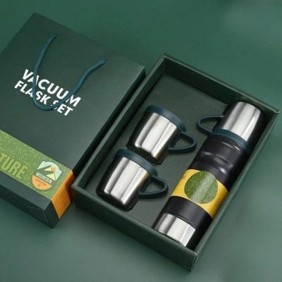 6012 - 3 Bardaklı 680ml Termos Set